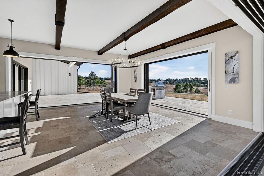 Open Dining Room walls to patios.