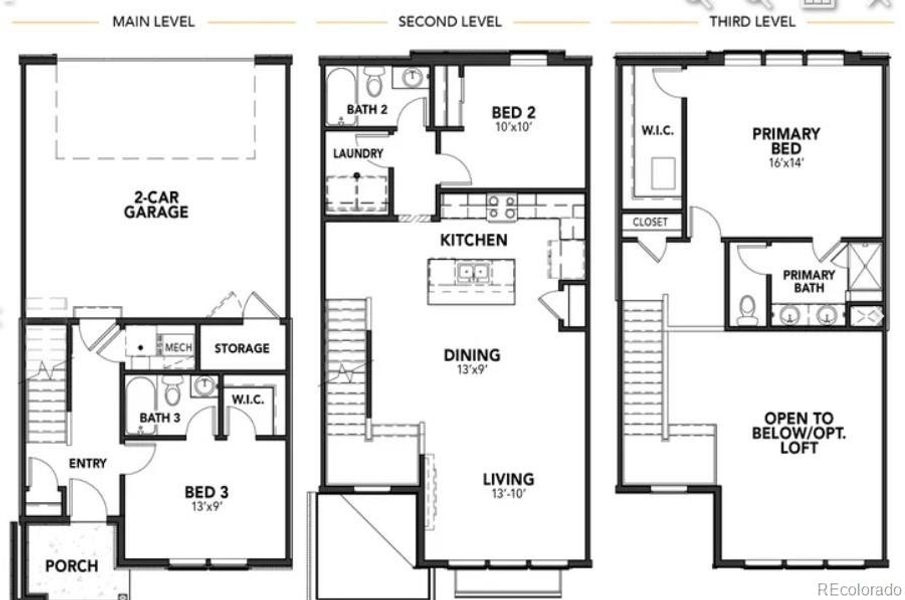2D floor plan layout of this home in Windler Townhomes, Aurora, CO (Image 1).