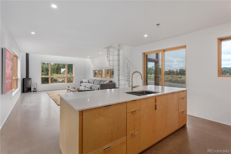 Overlooking the living room of Unit 2