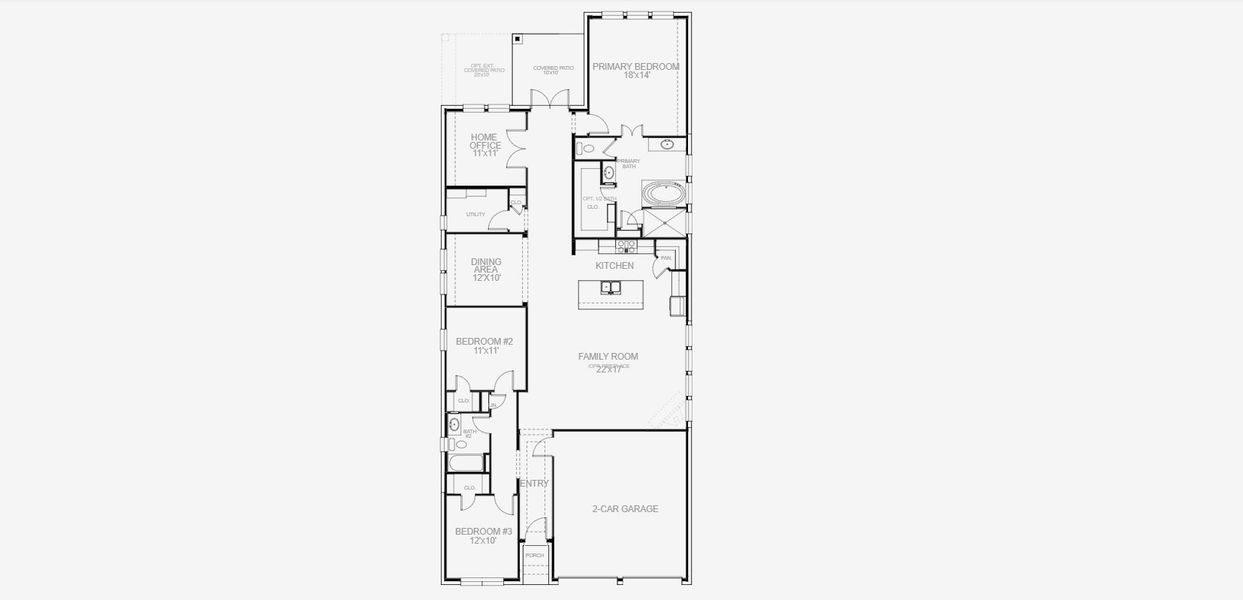 2D floor plan layout for the 2026W by Perry Homes in Briggs Ranch 45', San Antonio, TX (Image 5). 2D floor plan layout for the 2026W by Perry Homes in Briggs Ranch 45', San Antonio, TX (Image 5).