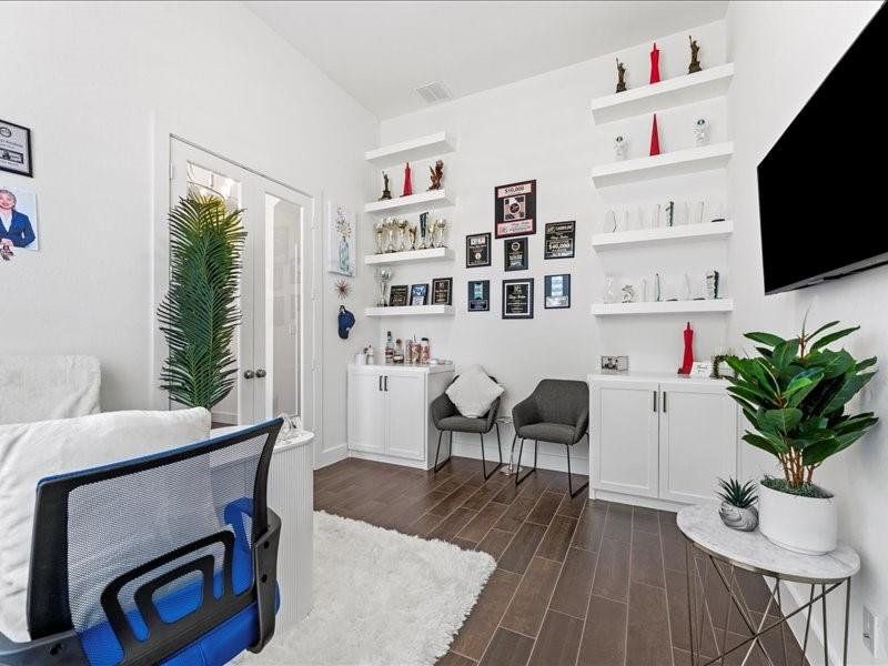 Check out the upgraded wood look tile with the shelves Check out the upgraded wood look tile with the shelves