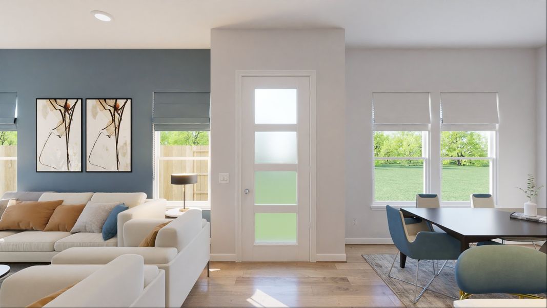 Representative furnished interior of a home built from the Aria Grace by New Home Co. in The Duets Collection at Novel, Austin (Image 8). Representative furnished interior of a home built from the Aria Grace by New Home Co. in The Duets Collection at Novel, Austin (Image 8).