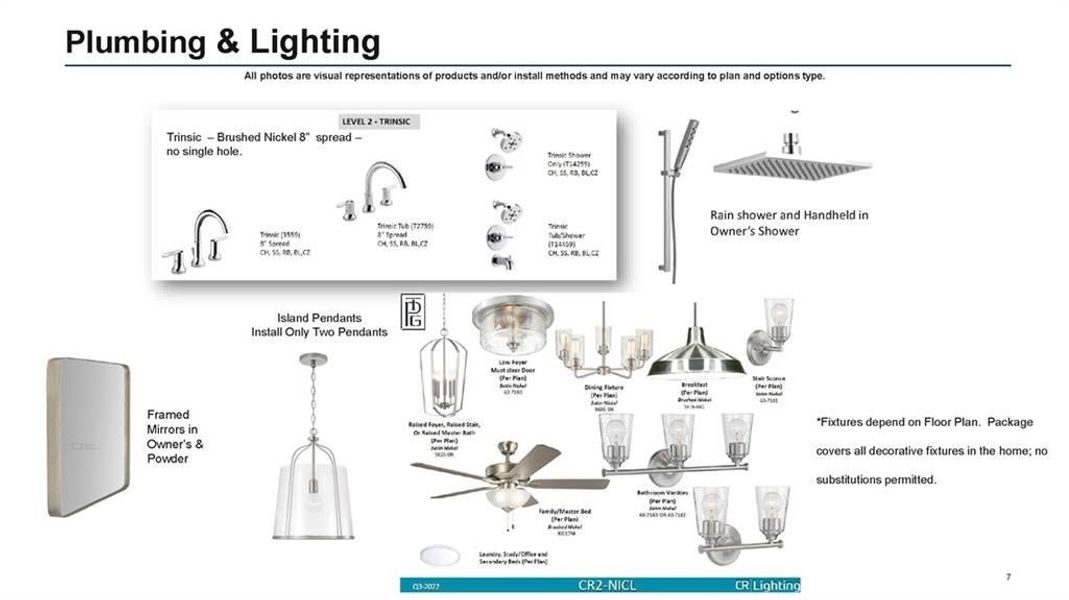 Lighting and Mirrors and check out those Seeded glass pendants for oversized kitchen island.