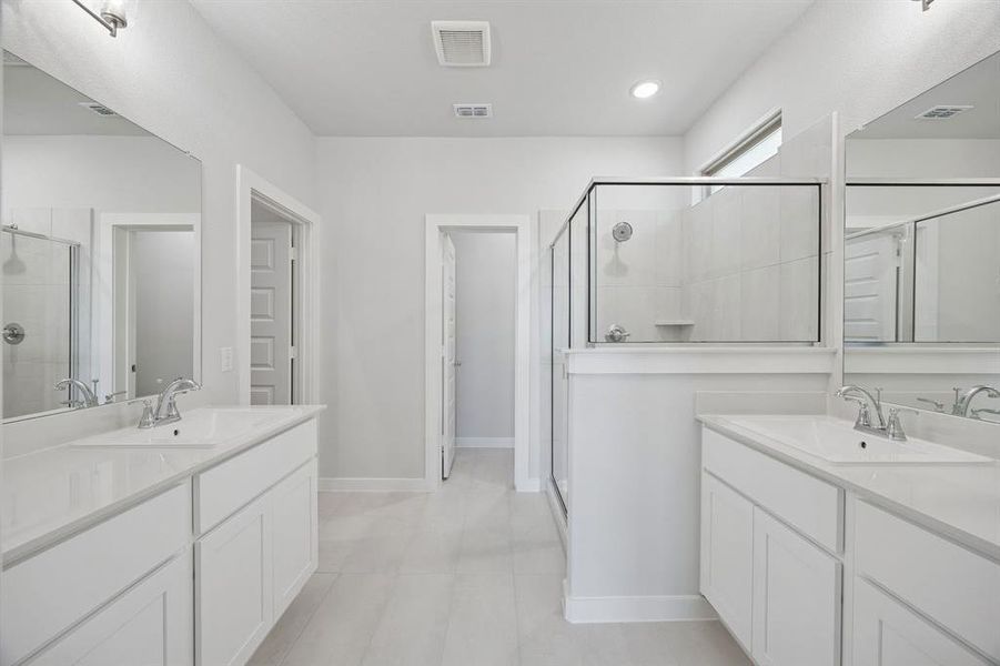 Primary Bathroom in the Masters home plan by Trophy Signature Homes – REPRESENTATIVE PHOTO