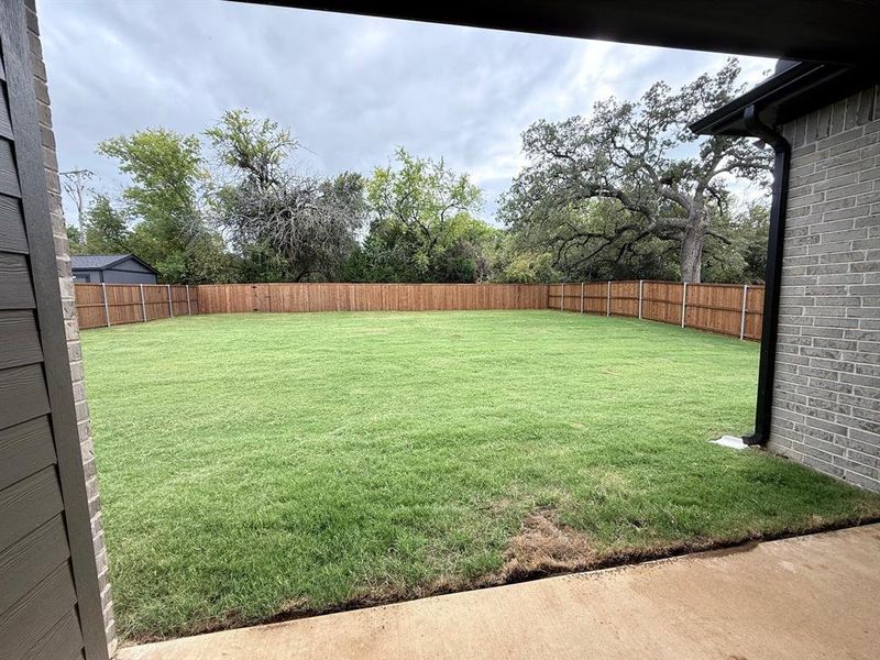 View of fenced backyard