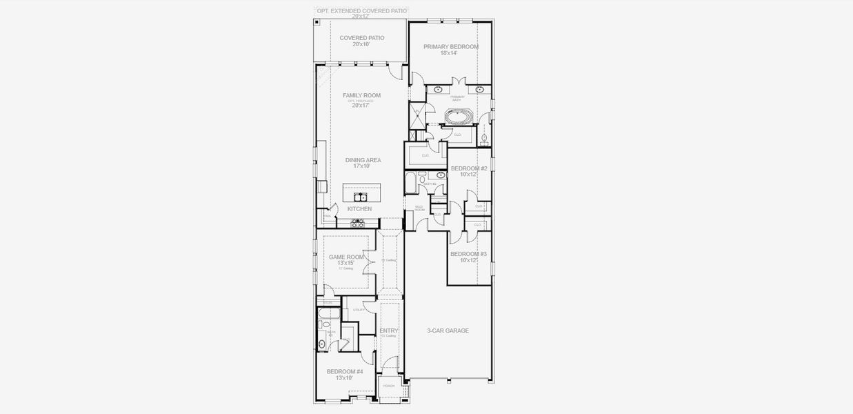 2D floor plan layout for the 2476W by Perry Homes in Trinity Falls At Province Woods 50', McKinney, TX (Image 3).