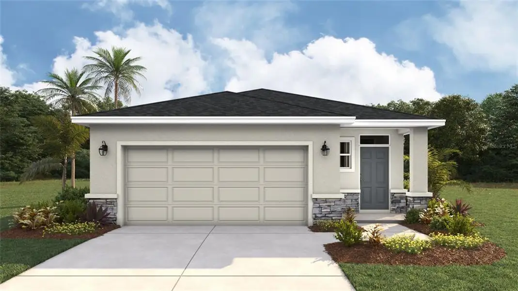 Front exterior of a new home in Seaire, Parrish, FL, highlighting curb appeal (Image 1). Front exterior of a new home in Seaire, Parrish, FL, highlighting curb appeal (Image 1).