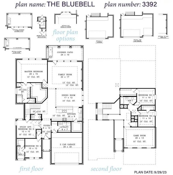 2D floor plan layout of this home in ARTAVIA 55' Lots, Conroe, TX (Image 2).