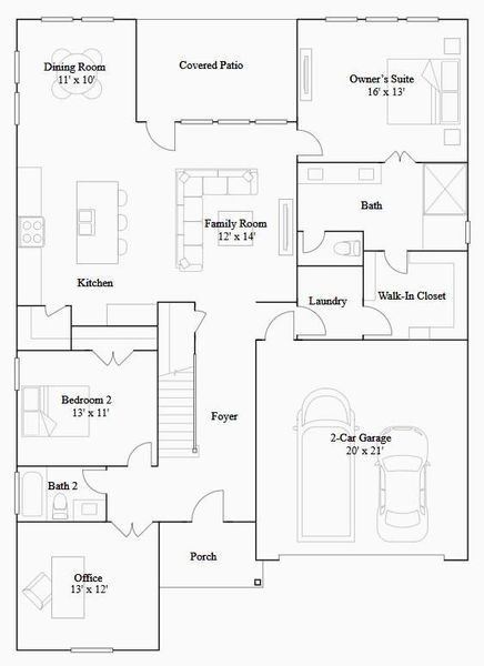 2D floor plan layout of this home in Emberly: Fairway Collection, Beasley, TX (Image 3). 2D floor plan layout of this home in Emberly: Fairway Collection, Beasley, TX (Image 3).