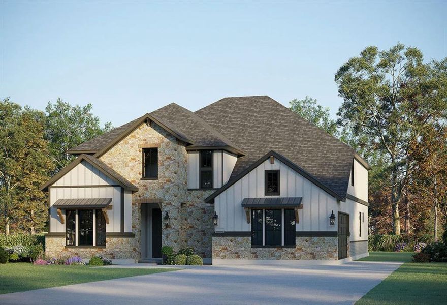 View of front facade featuring a front yard