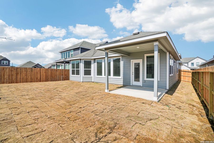 Exterior details and patio area of a home in Estancia Ranch - Classic Series, San Antonio (Image 3).