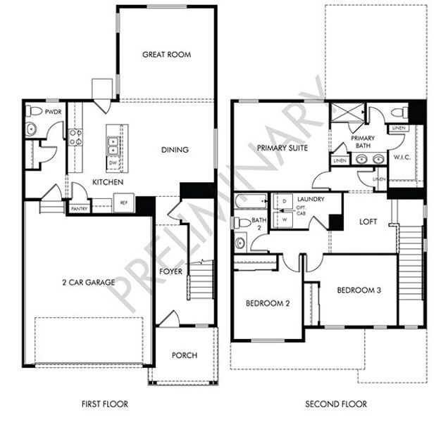 2D floor plan layout for the The Cottonwood by Meritage Homes in Lorson Ranch: The Trail Collection, Colorado Springs, CO (Image 3).