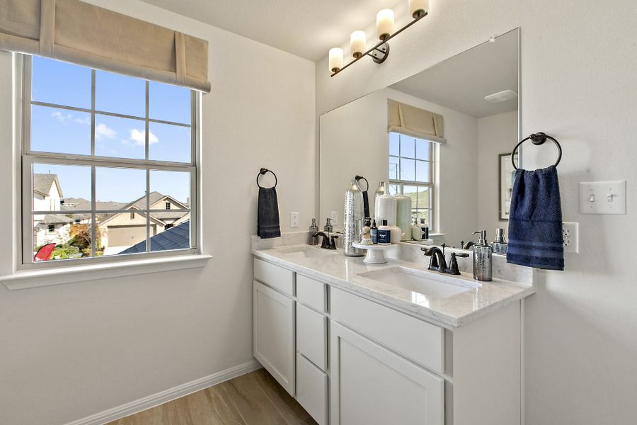 Furnished interior view inside a new home in Crosswinds, Kyle (Image 28). Furnished interior view inside a new home in Crosswinds, Kyle (Image 28).