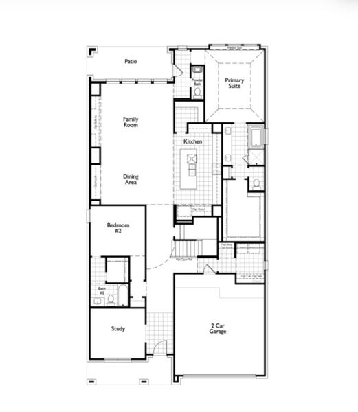 2D floor plan layout for the Elmhurst by Highland Homes in Monterra: 50ft. lots, Rockwall, TX (Image 1).