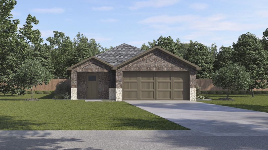 Front exterior of a new home in Creekside Ranch, Blue Ridge, TX, highlighting curb appeal (Image 2). Front exterior of a new home in Creekside Ranch, Blue Ridge, TX, highlighting curb appeal (Image 2).