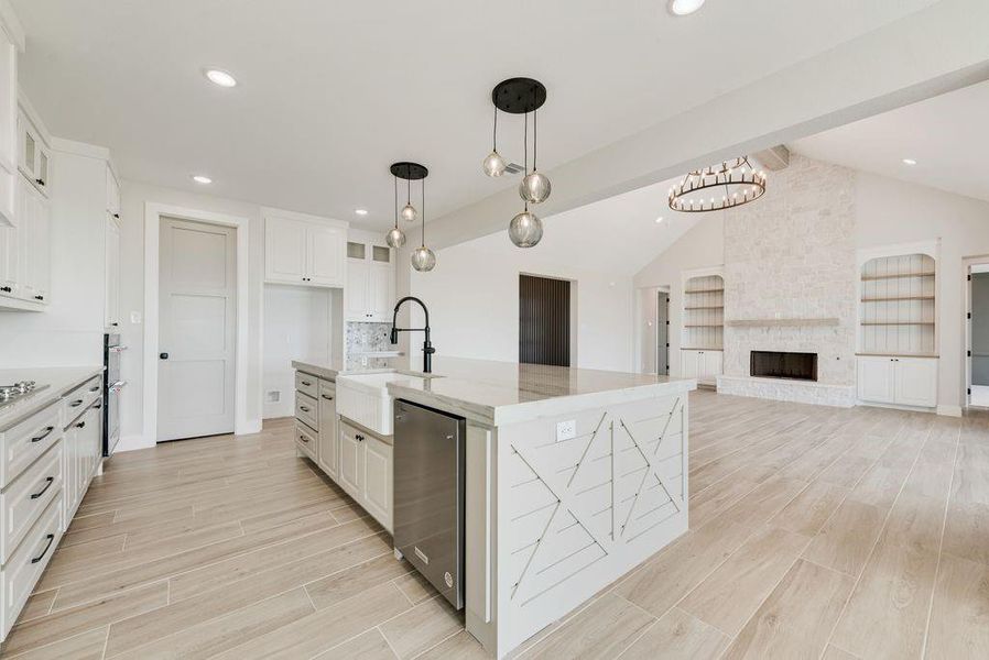Kitchen facing living room