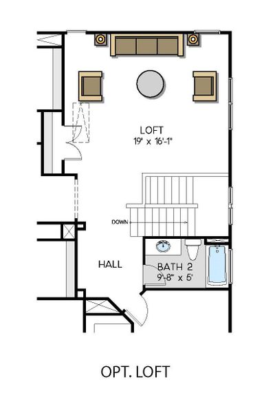 2D floor plan layout for the Bethpage by Greybrook Homes in Edmunds Farm, Clover, SC (Image 28).