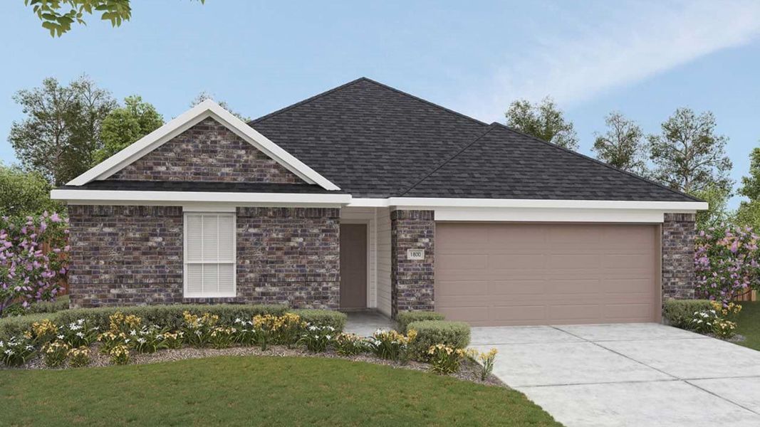 Front exterior of a new home in Sky Ridge, San Marcos, TX, highlighting curb appeal (Image 5).