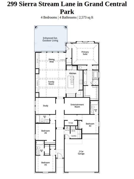 2D floor plan layout of this home in Grand Central Park, Conroe, TX (Image 3).