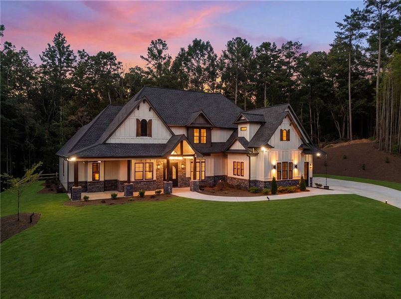 Front exterior of a new home in , Dawsonville, GA, highlighting curb appeal (Image 27). Front exterior of a new home in , Dawsonville, GA, highlighting curb appeal (Image 27).