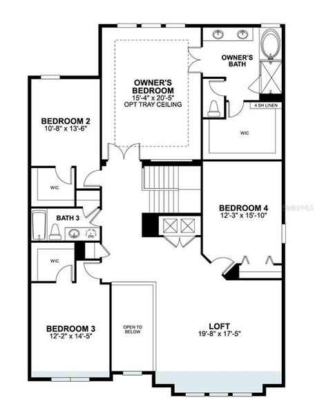 2D floor plan layout of this home in Estates at Rivercrest, Sanford, FL (Image 3).