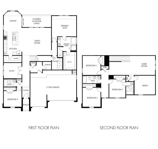 2D floor plan layout for the The Revere (570) by Meritage Homes in Prairie Winds - Executive Collection, Hutto, TX (Image 3). 2D floor plan layout for the The Revere (570) by Meritage Homes in Prairie Winds - Executive Collection, Hutto, TX (Image 3).