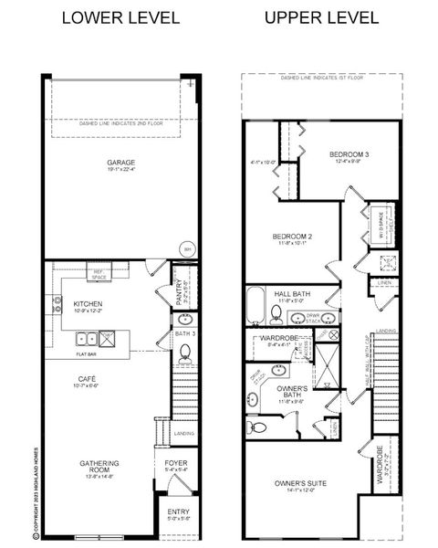 2D floor plan layout for the Irys Townhome by Highland Homes of Florida in Bridge Pointe, St. Cloud, FL (Image 3).