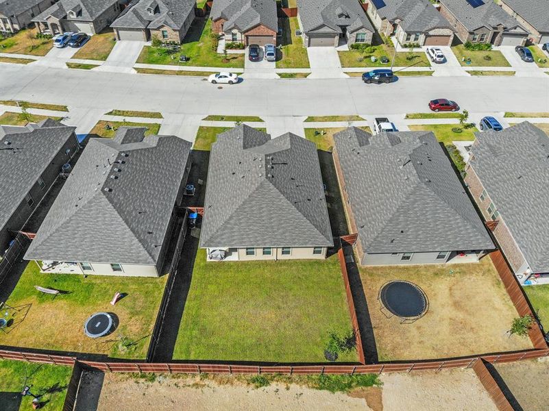 Aerial perspective of suburban area