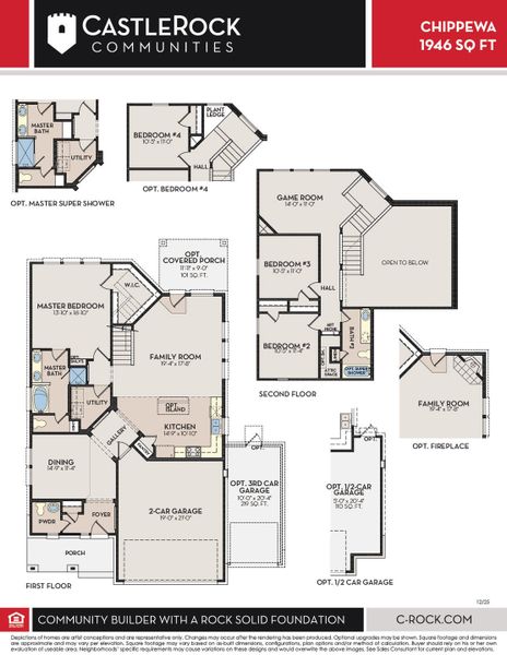 2D floor plan layout for the Chippewa by CastleRock Communities in Homestead, Schertz, TX (Image 3).