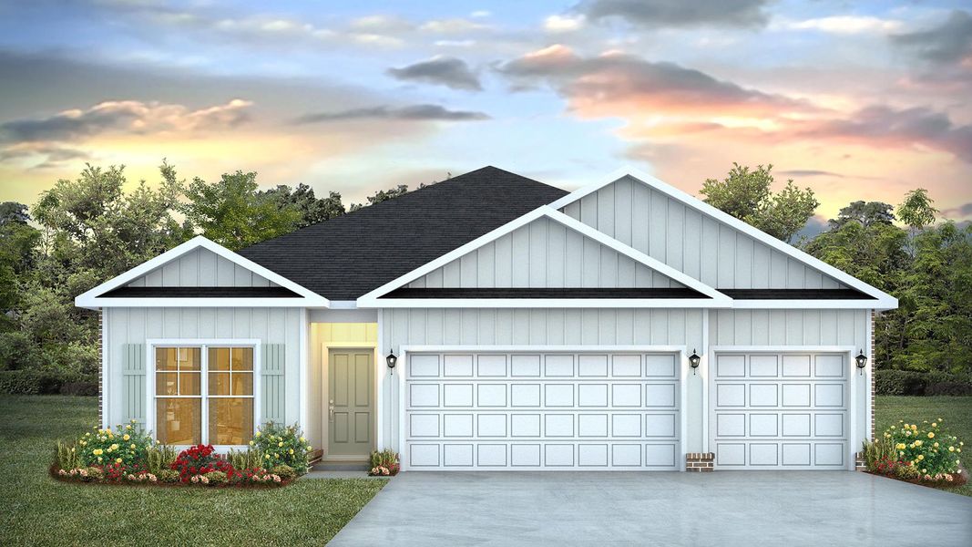 Representative exterior photo of a completed home built from the Madison by D.R. Horton in Owl's Head Farms, Freeport, FL (Image 2).