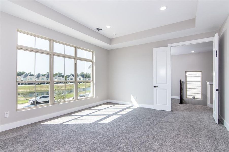 Primary bedroom with lots of natural lighting