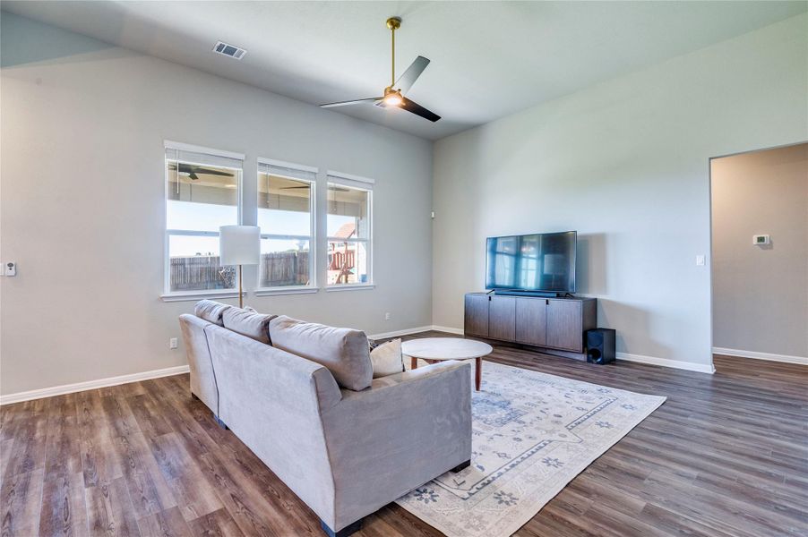 Large living room with tons of light.