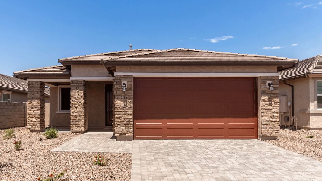 Representative exterior photo of a completed home built from the Plan 3510 by Scott Communities in The Views at Rancho Cabrillo, Peoria, AZ (Image 20). Representative exterior photo of a completed home built from the Plan 3510 by Scott Communities in The Views at Rancho Cabrillo, Peoria, AZ (Image 20).