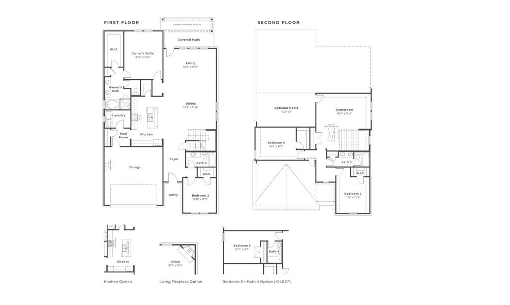 2D floor plan layout for the Gerard II by Taft Homes in Mercer Meadows, Royse City, TX (Image 3).