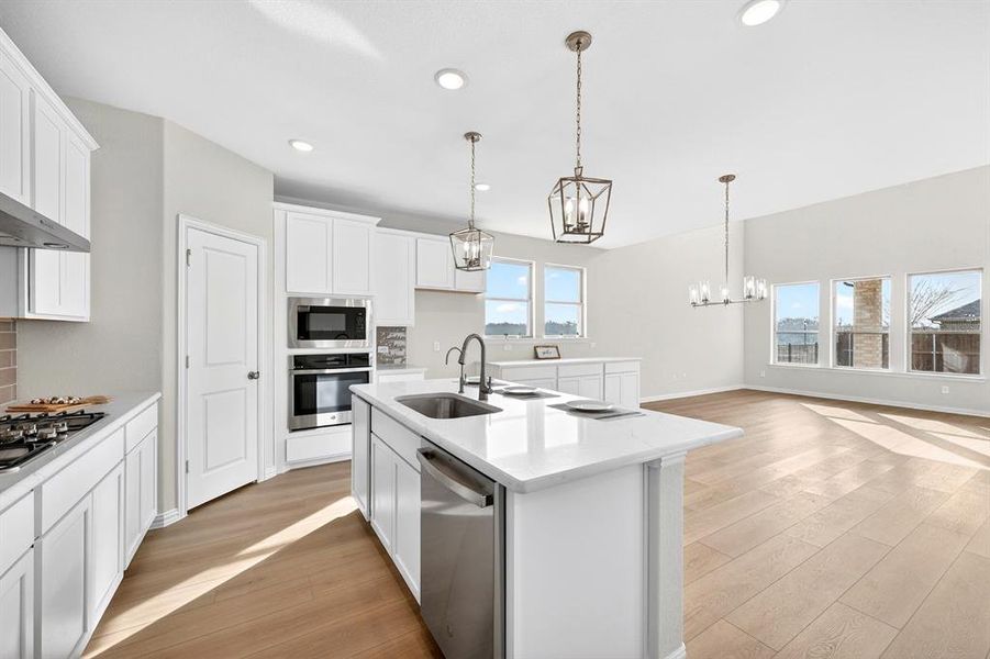 Furnished interior view inside a new home in Lily Creek at Sutton Fields, Aubrey (Image 7). Furnished interior view inside a new home in Lily Creek at Sutton Fields, Aubrey (Image 7).