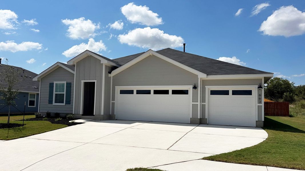 Representative exterior photo of a completed home built from the The Fairfield by D.R. Horton in Watermill, Uhland, TX (Image 1). Representative exterior photo of a completed home built from the The Fairfield by D.R. Horton in Watermill, Uhland, TX (Image 1).