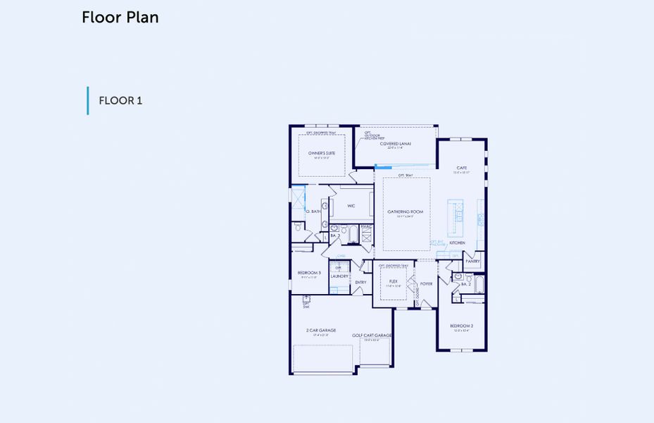 2D floor plan layout of this home in Del Webb River Reserve, Spring Hill, FL (Image 5).