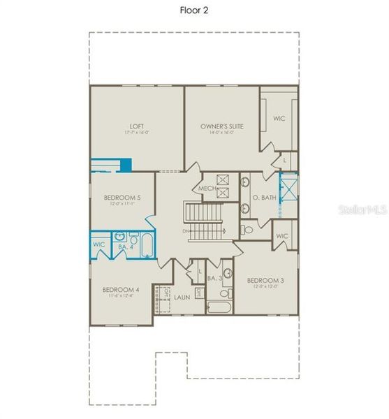 2D floor plan layout of this home in Bridgewalk, St. Cloud, FL (Image 3).