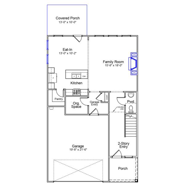 2D floor plan layout of this home in Landmark Commons, Boiling Springs, SC (Image 3).