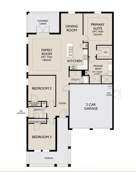 2D floor plan layout for the Brickell by Ashton Woods in Oakfield Trails Traditional, Parrish, FL (Image 3).