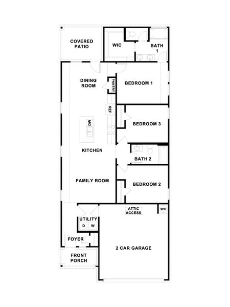 2D floor plan layout for the The Brooke by D.R. Horton in Carillon, Manor, TX (Image 3).