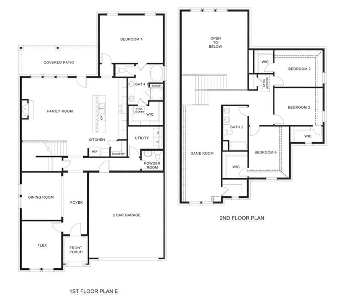 2D floor plan layout for the Evergreen by D.R. Horton in Morning Ridge, Princeton, TX (Image 3).