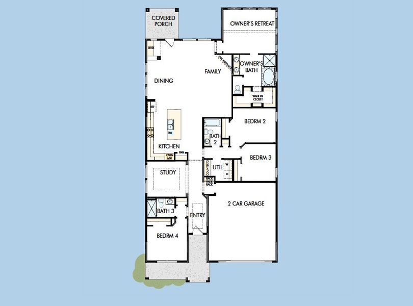 2D floor plan layout for the The Rose by David Weekley Homes in Ridgeline, McKinney, TX (Image 4).