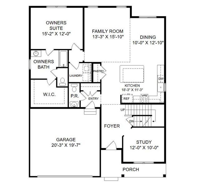 2D floor plan layout for the Savannah by Keystone Custom Homes in Preserve at Mayes Meadow, Cornelius, NC (Image 5).