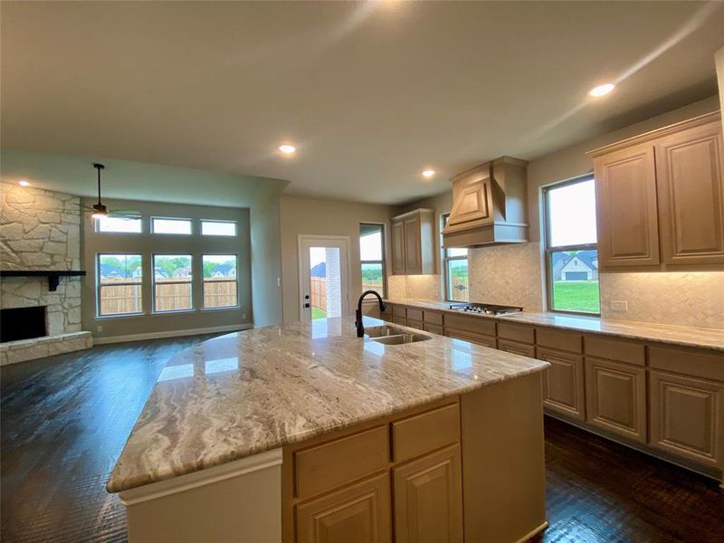 Massive kitchen island has plenty of room for seating