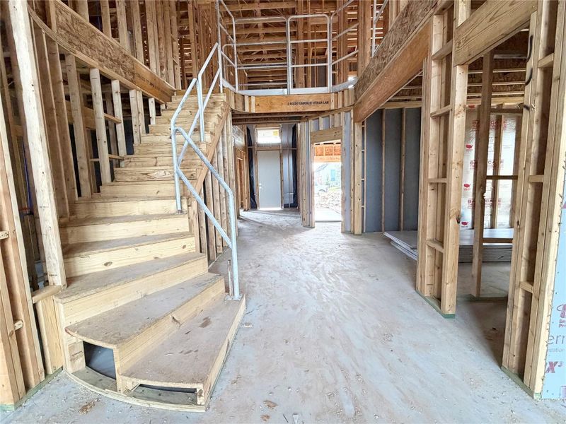 Rounded Stairs That Will Feature Wood Treads Rounded Stairs That Will Feature Wood Treads