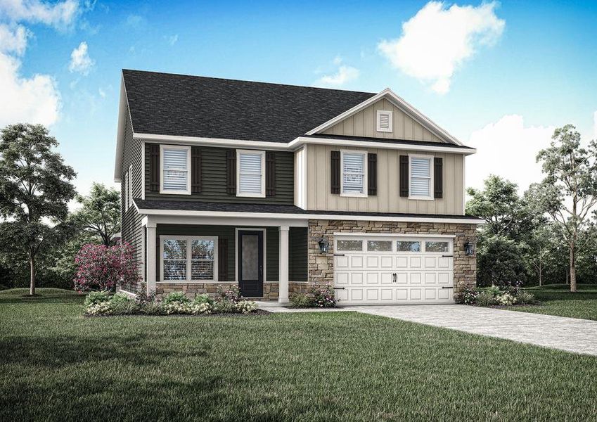 Exterior rendering of the Hawthorn elevation 1.