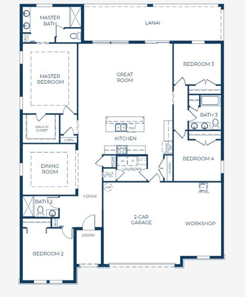 2D floor plan layout for the Huntington by Maronda Homes in South Gulf Cove, Port Charlotte, FL (Image 9). 2D floor plan layout for the Huntington by Maronda Homes in South Gulf Cove, Port Charlotte, FL (Image 9).