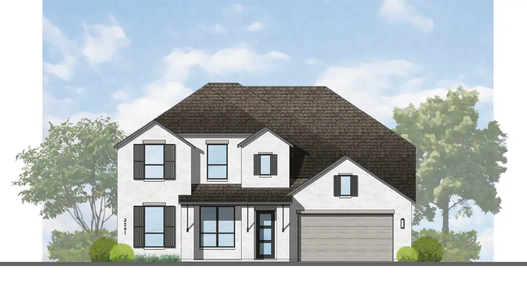 Representative rendering of the exterior for the Millbeck Plan by Highland Homes (Image 1).