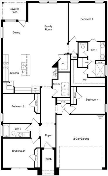 2D floor plan layout for the BLANCO by D.R. Horton in Northwest Passage, Midland, TX (Image 3). 2D floor plan layout for the BLANCO by D.R. Horton in Northwest Passage, Midland, TX (Image 3).